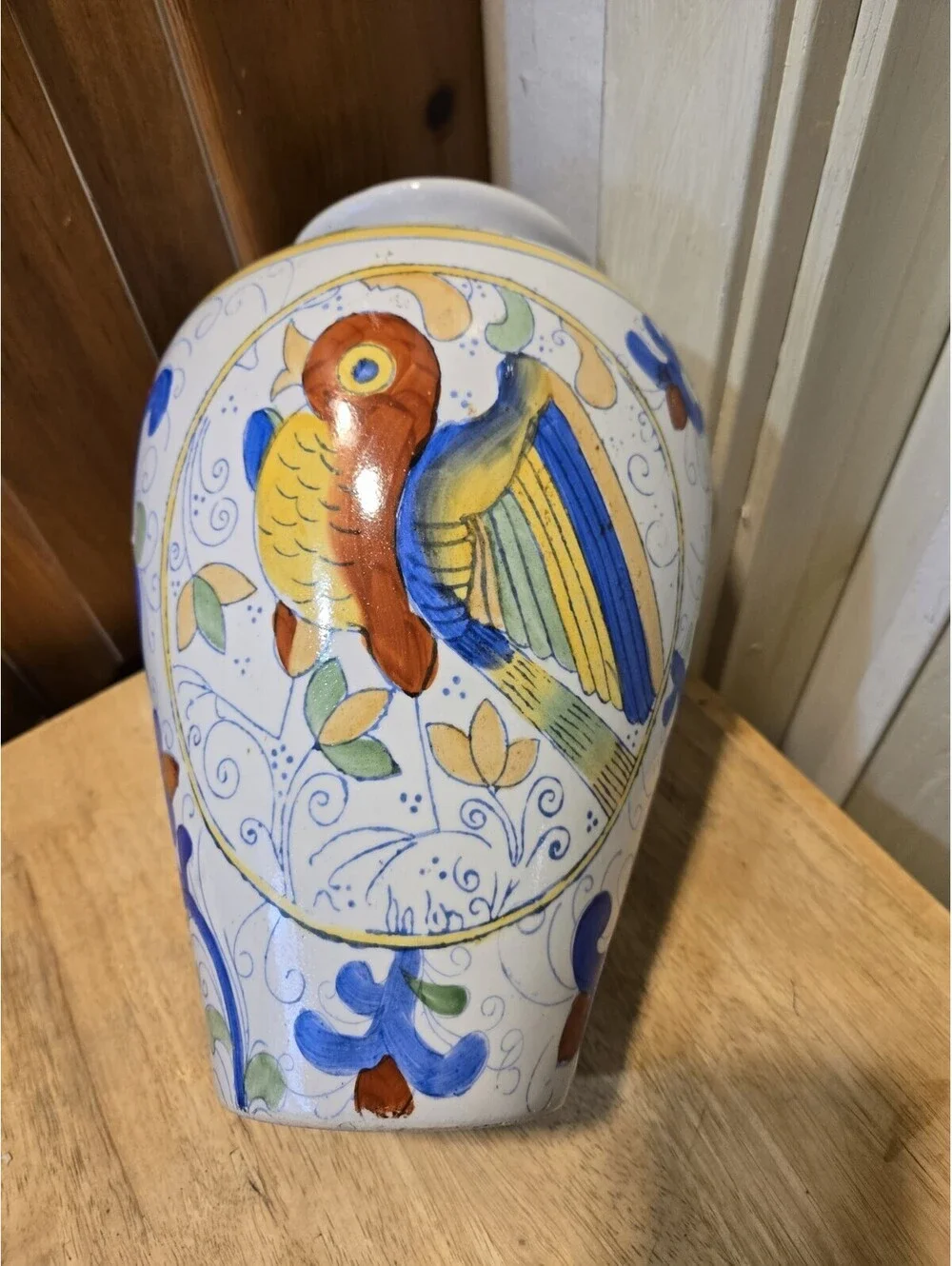 Chinese Vase WBI Bird of Paradise Motif Hand-Painted 11